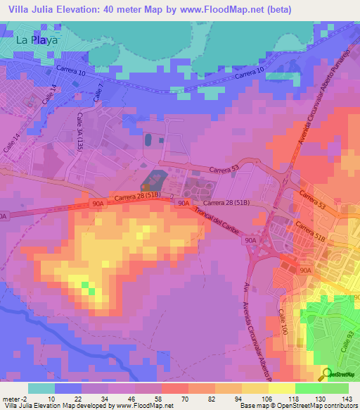Villa Julia,Colombia Elevation Map