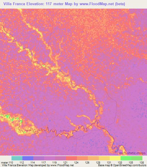 Villa Franca,Colombia Elevation Map
