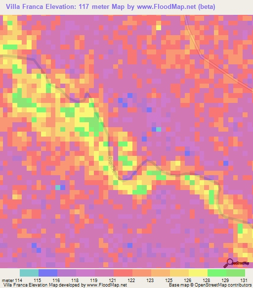 Villa Franca,Colombia Elevation Map