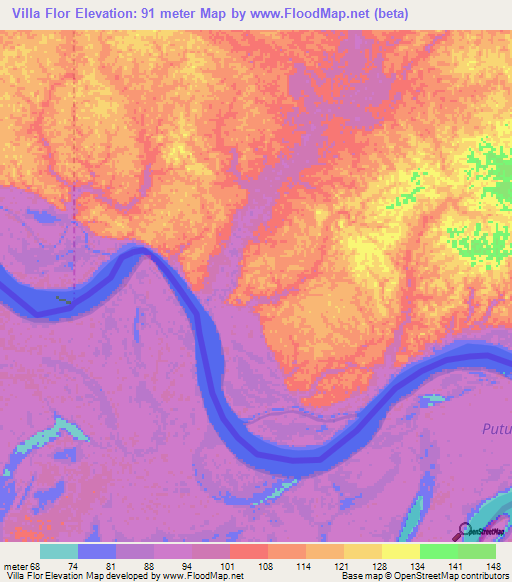 Villa Flor,Colombia Elevation Map