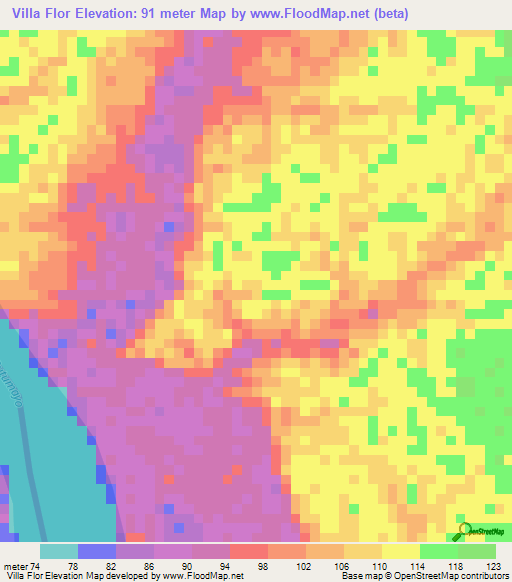 Villa Flor,Colombia Elevation Map