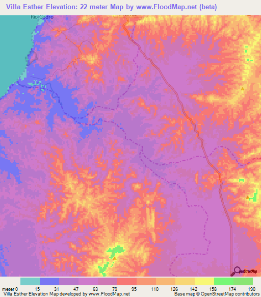 Villa Esther,Colombia Elevation Map