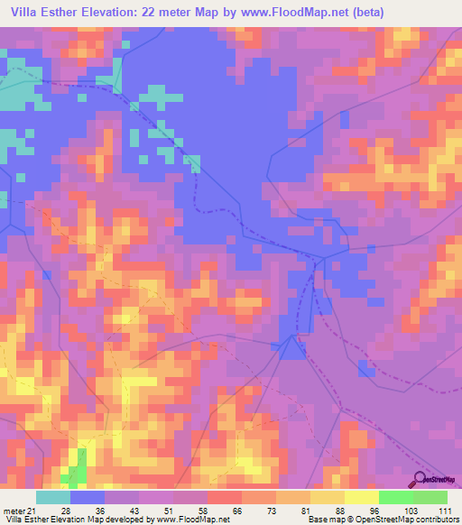 Villa Esther,Colombia Elevation Map