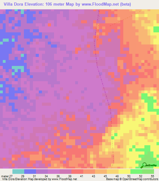 Villa Dora,Colombia Elevation Map