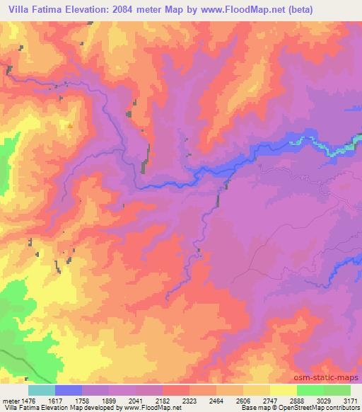 Villa Fatima,Colombia Elevation Map