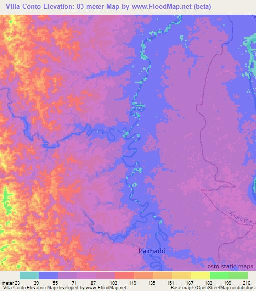 Villa Conto,Colombia Elevation Map