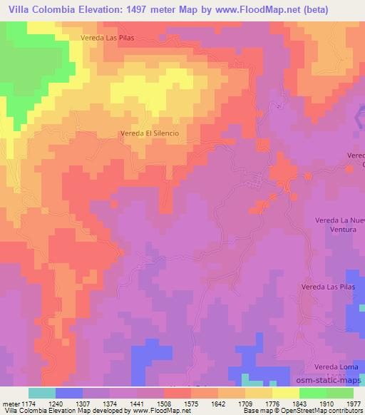 Villa Colombia,Colombia Elevation Map