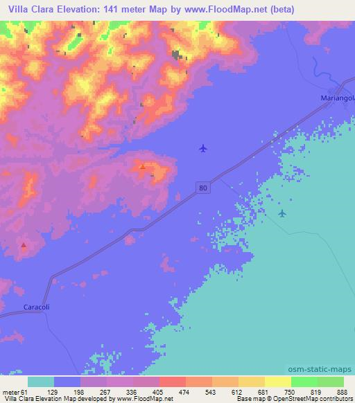 Villa Clara,Colombia Elevation Map