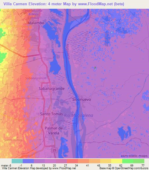 Villa Carmen,Colombia Elevation Map