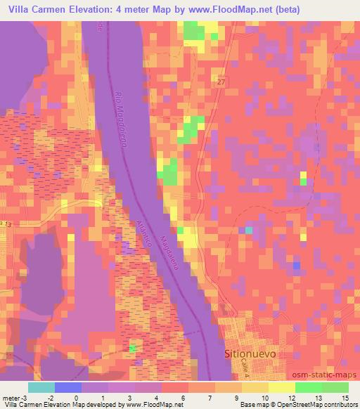 Villa Carmen,Colombia Elevation Map