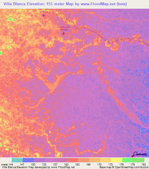 Villa Blanca,Colombia Elevation Map