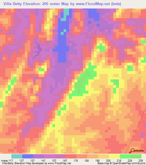 Villa Betty,Colombia Elevation Map