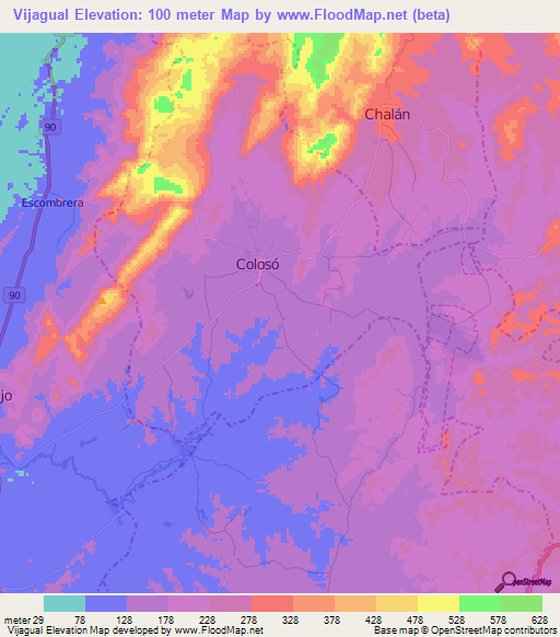 Vijagual,Colombia Elevation Map
