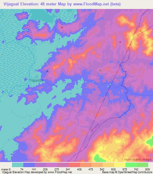 Vijagual,Colombia Elevation Map