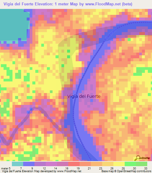 Vigia del Fuerte,Colombia Elevation Map