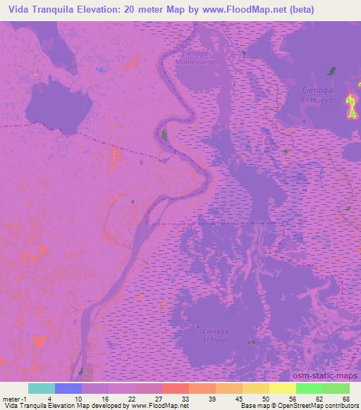 Vida Tranquila,Colombia Elevation Map