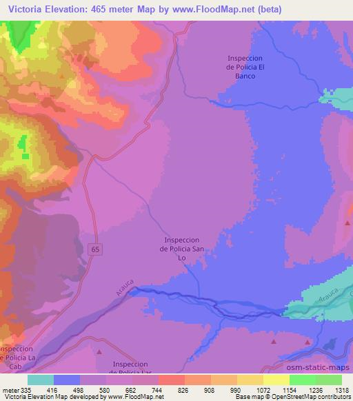 Victoria,Colombia Elevation Map