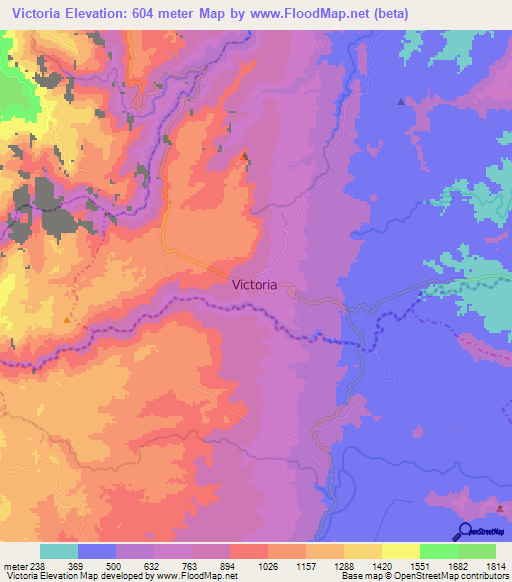 Victoria,Colombia Elevation Map