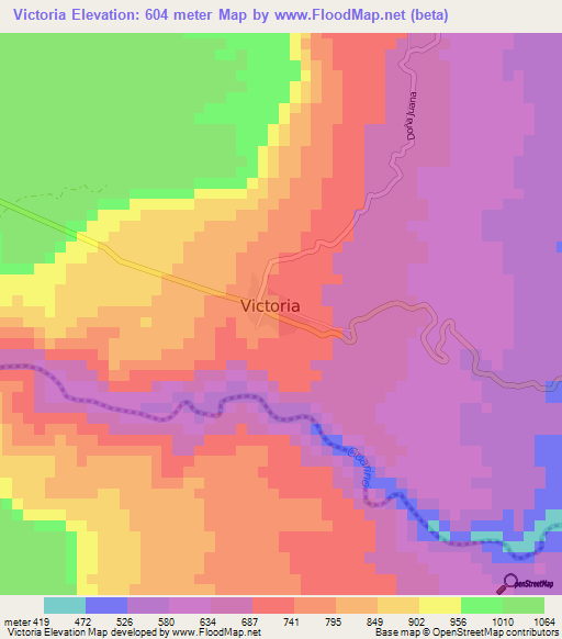 Victoria,Colombia Elevation Map