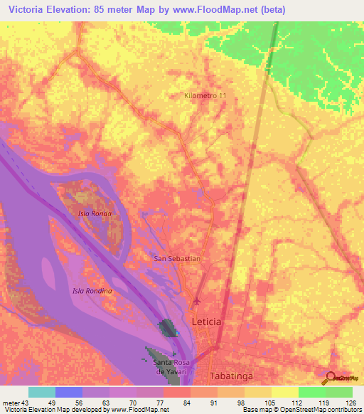 Victoria,Colombia Elevation Map