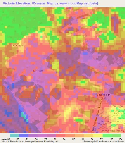 Victoria,Colombia Elevation Map