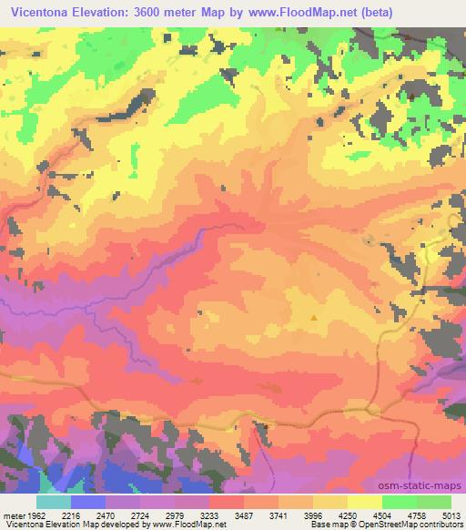 Vicentona,Colombia Elevation Map