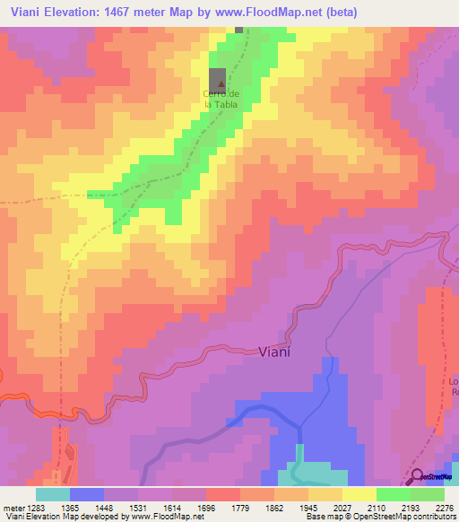 Viani,Colombia Elevation Map