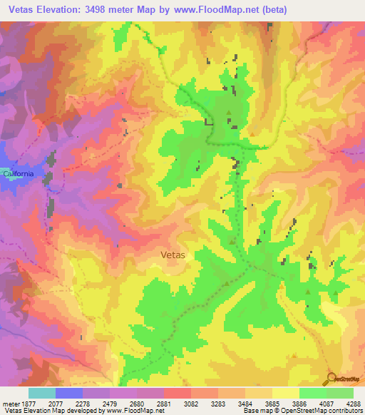 Vetas,Colombia Elevation Map