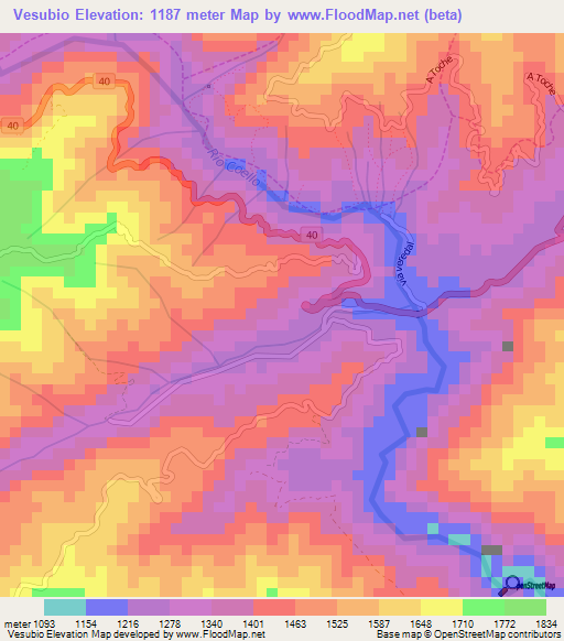 Vesubio,Colombia Elevation Map