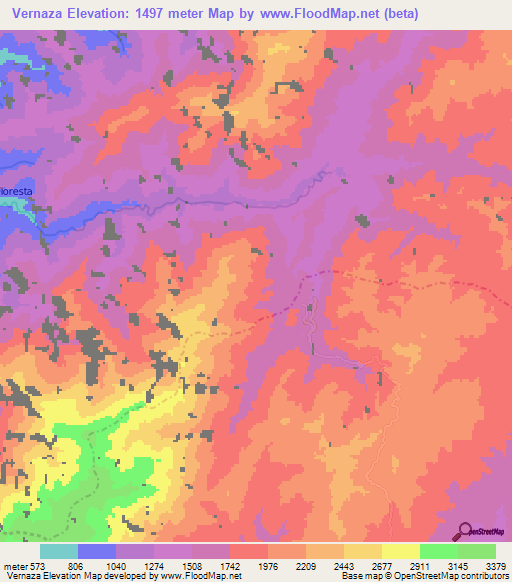 Vernaza,Colombia Elevation Map