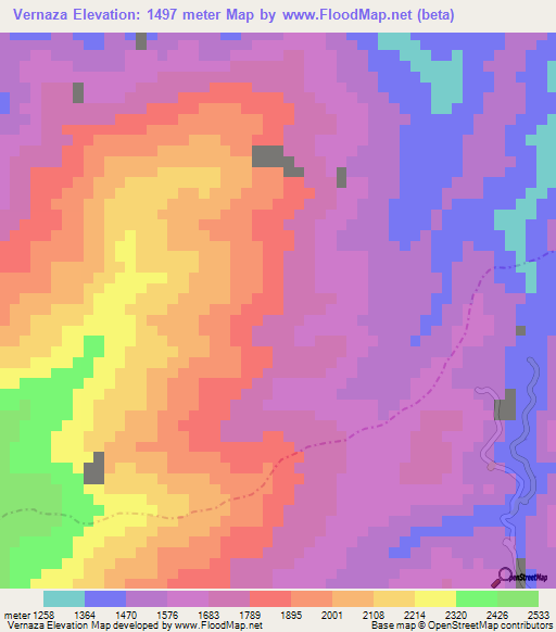 Vernaza,Colombia Elevation Map