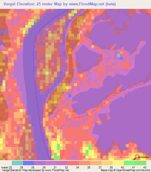 Vergel,Colombia Elevation Map