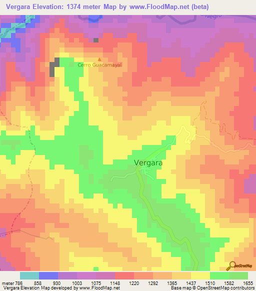 Vergara,Colombia Elevation Map