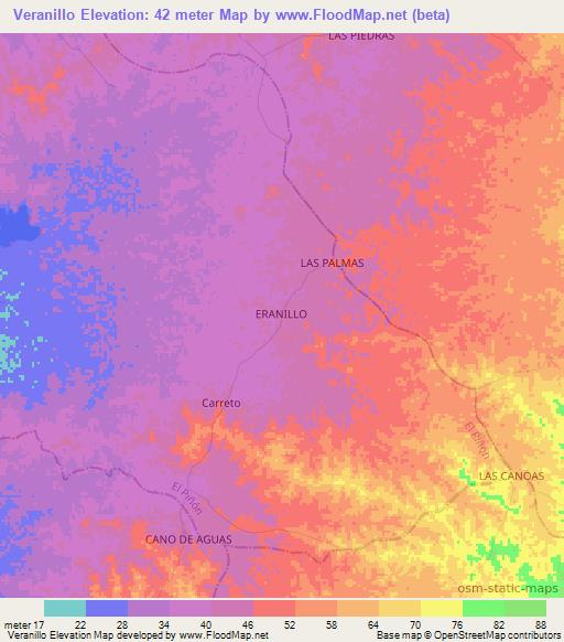 Veranillo,Colombia Elevation Map