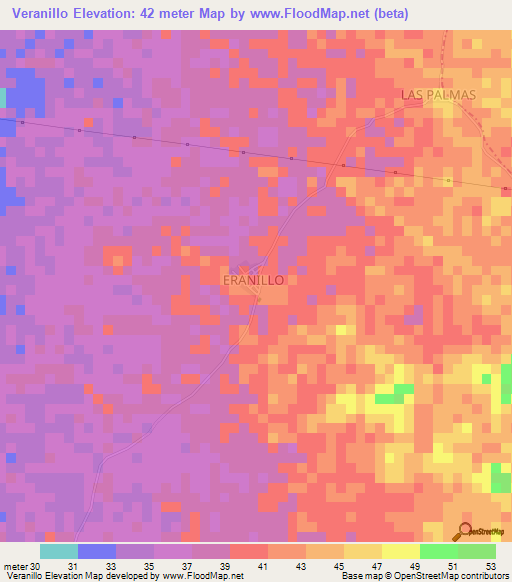 Veranillo,Colombia Elevation Map