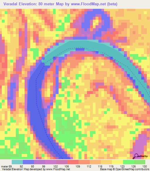 Veradal,Colombia Elevation Map