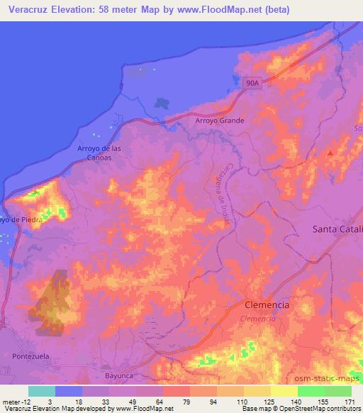 Veracruz,Colombia Elevation Map