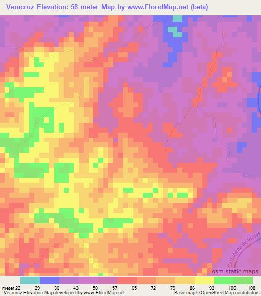 Veracruz,Colombia Elevation Map