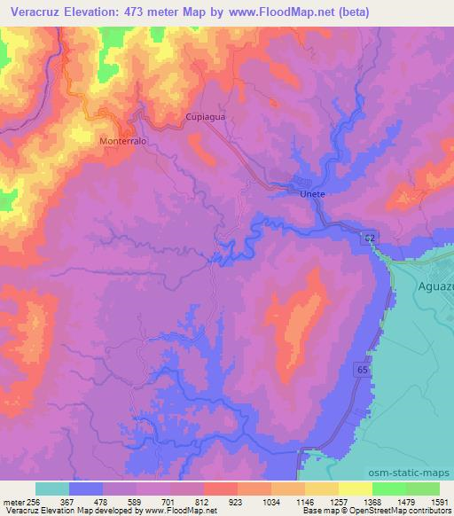 Veracruz,Colombia Elevation Map