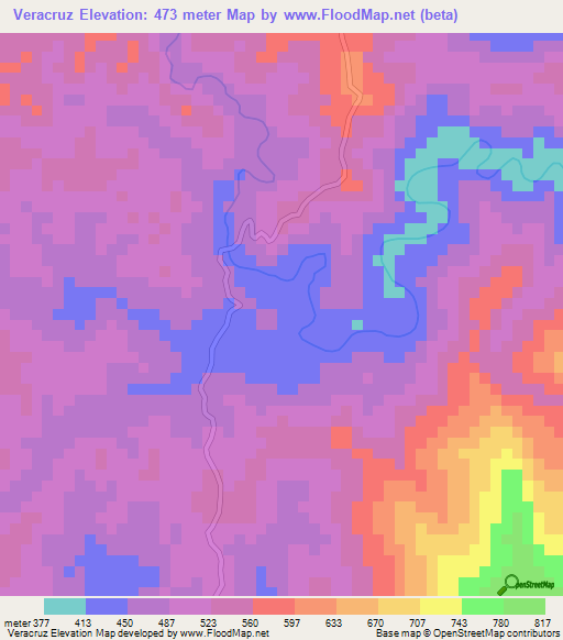 Veracruz,Colombia Elevation Map