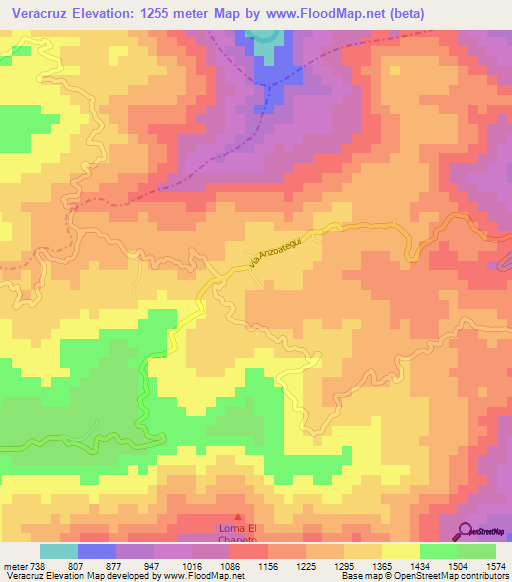 Veracruz,Colombia Elevation Map