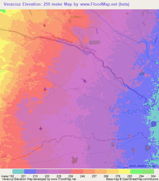 Veracruz,Colombia Elevation Map