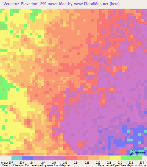 Veracruz,Colombia Elevation Map