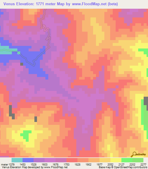 Venus,Colombia Elevation Map