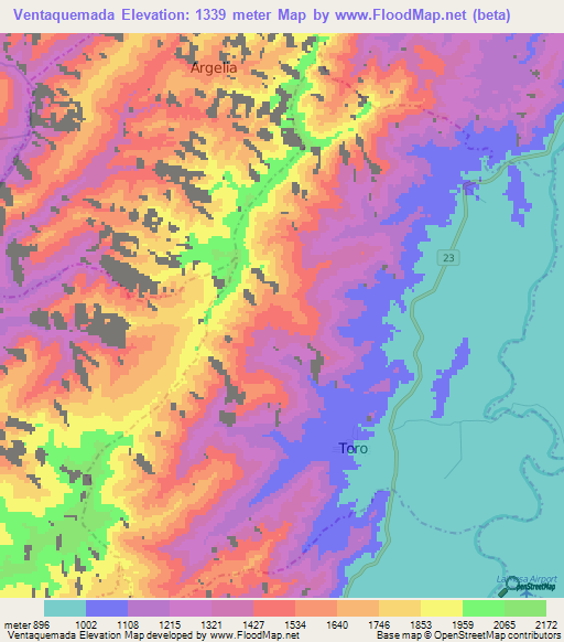 Ventaquemada,Colombia Elevation Map