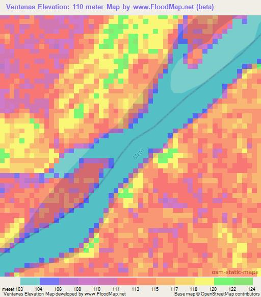 Ventanas,Colombia Elevation Map