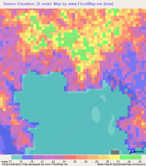 Venero,Colombia Elevation Map