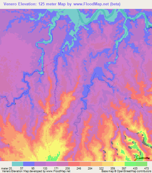 Venero,Colombia Elevation Map