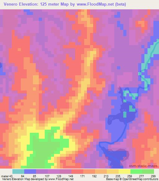 Venero,Colombia Elevation Map