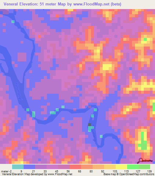 Veneral,Colombia Elevation Map